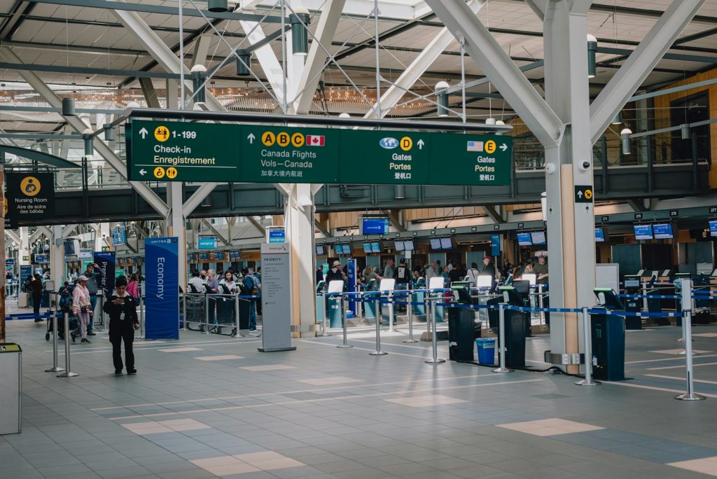Airport terminal interior in British Columbia — illustrative