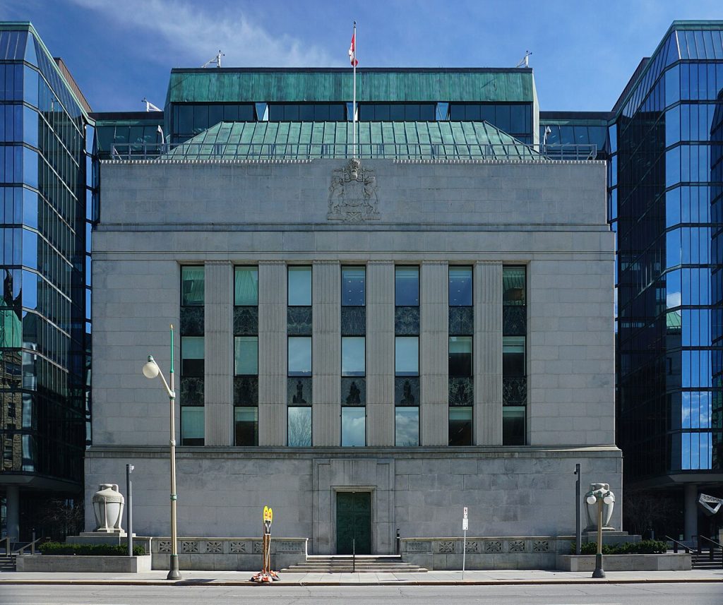 Bank of Canada headquarters viewed from Wellington Street in Ottawa.
