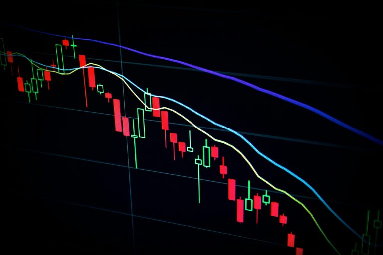 Illustrative financial market chart on a dark screen