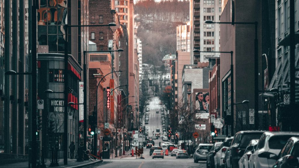 Cars travelling along an urban street