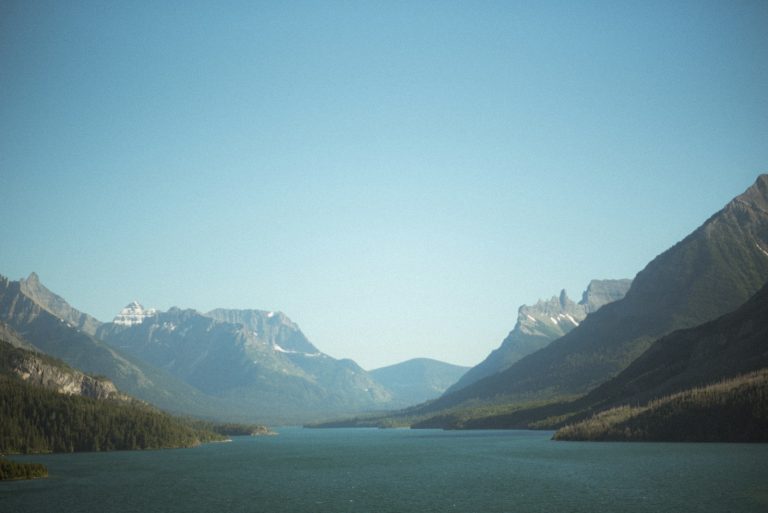 Mountain lake landscape in Waterton Lakes National Park