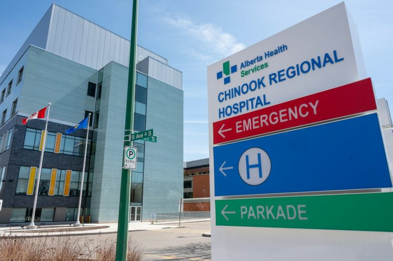 Chinook Regional Hospital in Lethbridge, Alberta, illustrating health-care funding