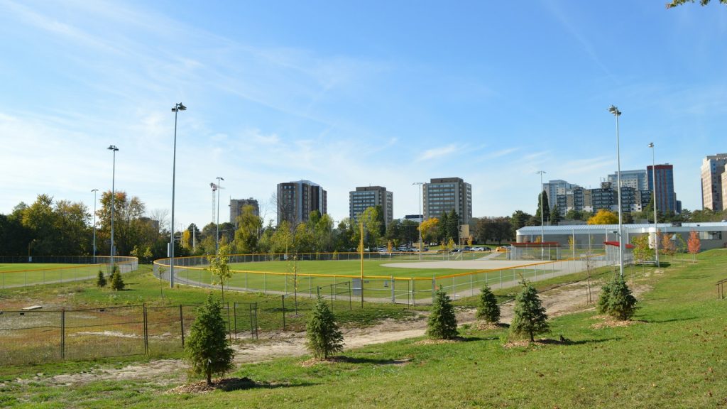 Outdoor sports fields and athletics facilities viewed from above