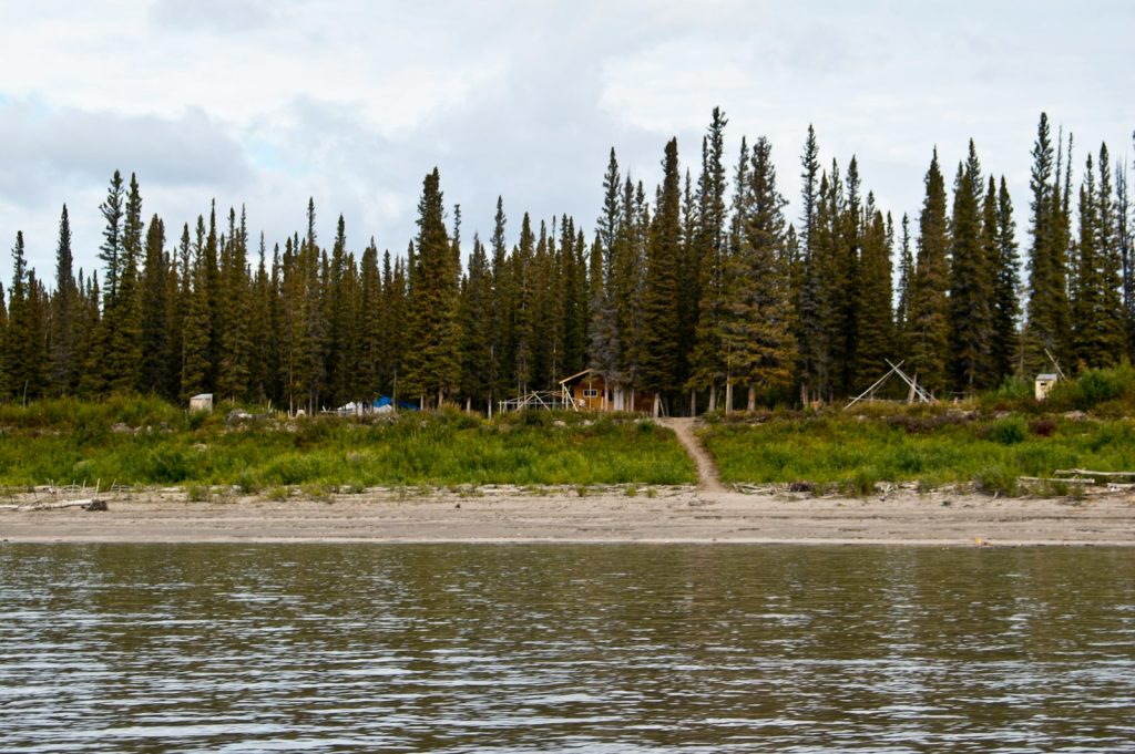 Dene fish and hunt camp beside the Mackenzie River in the Northwest Territories