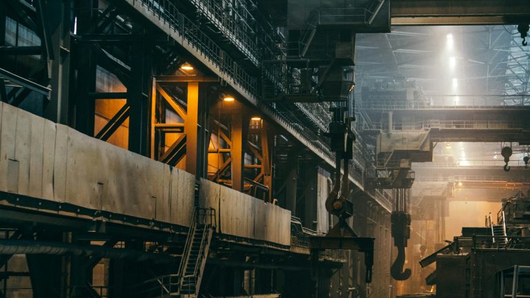 Interior of a large heavy-industry manufacturing facility