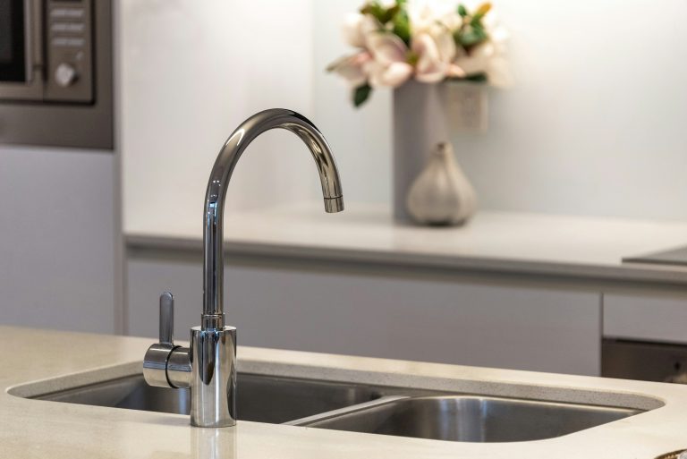 Modern kitchen tap over a sink, illustrative image for a boil-water advisory