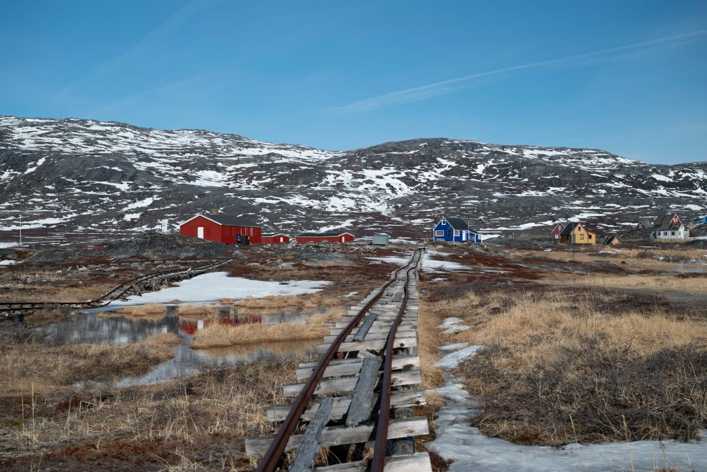 Colourful houses in a snowy northern landscape