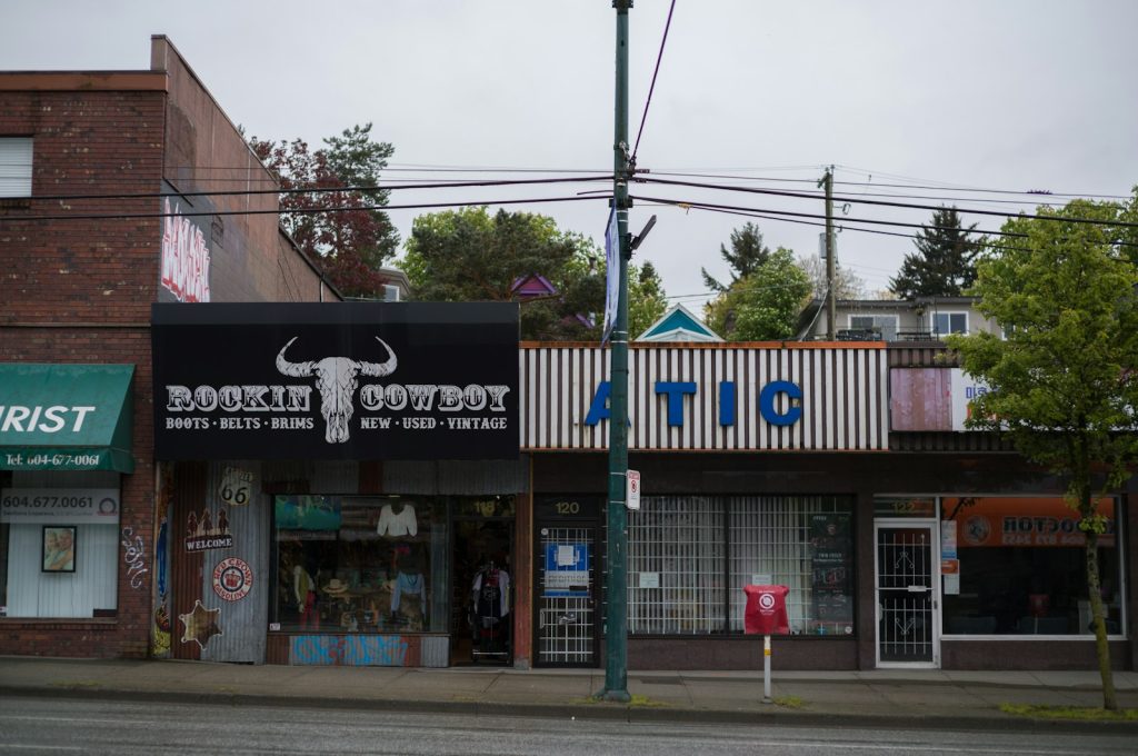 Retail storefront on a city street, illustrating Canadian commodity sales