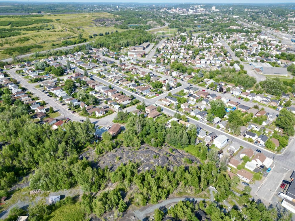 Aerial view of a residential neighbourhood in Sudbury, Ontario